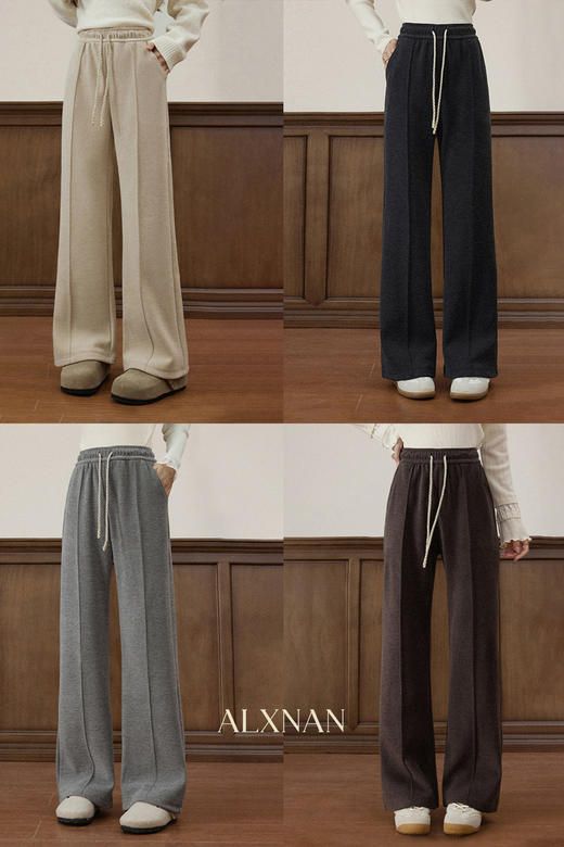 【6折秒杀】鹿向南「秋千日记」高腰垂坠感休闲裤女秋冬宽松直筒通勤阔腿裤 商品图5