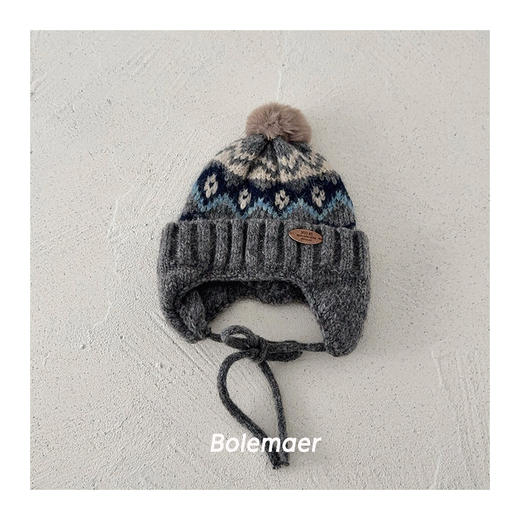 【YW】无忧购费尔岛风儿童毛线帽子秋冬保暖针织帽男女童宝宝加厚护耳雷锋帽（截单后3-5天发货) 商品图5