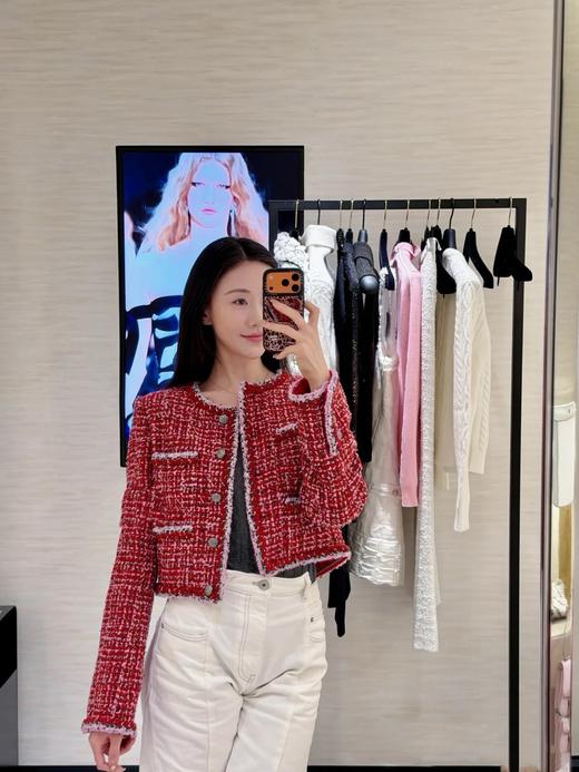 香奈儿 25秋冬新款 复古红格纹粗花呢外套(TM) 商品图4