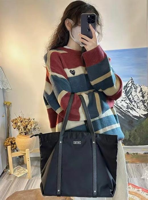 D112567条纹拼色潮流圆领宽松毛衣针织衫 商品图0