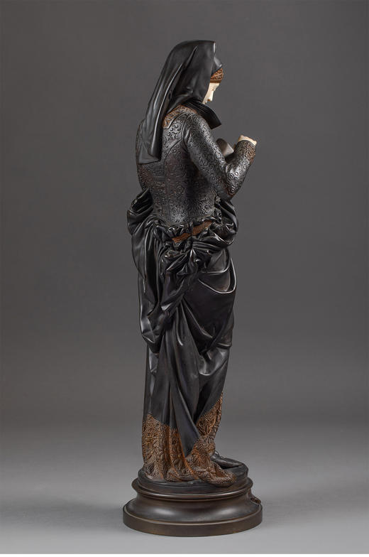 独角鹿西洋古董19世纪法国雕塑家Albert Ernest Carrier Belleuse设计「La Liseuse 阅读者」铜雕 商品图3