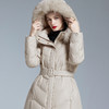 OYG 25M72羽绒服时尚加长款过膝加厚保暖白鸭绒毛领外套 商品缩略图0