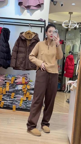 水淼2025冬新款休闲保暖半拉链内绒柔软小衫1481