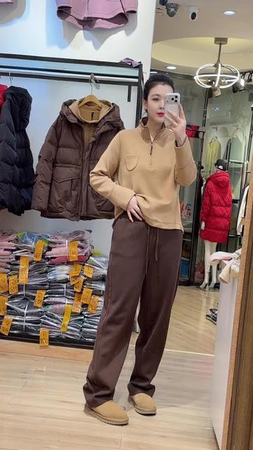 水淼2025冬新款休闲保暖半拉链内绒柔软小衫1481 商品图0