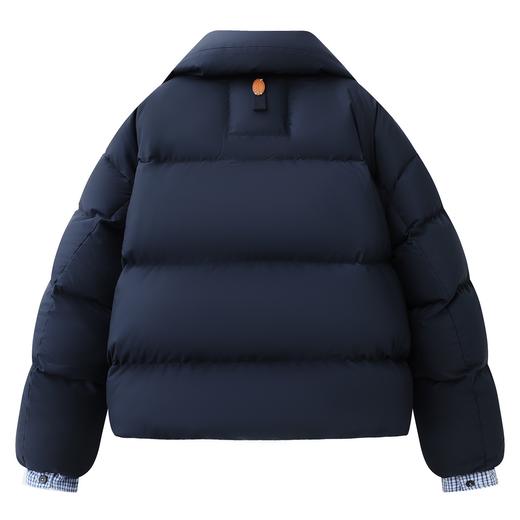 D112527假两件衬衫拼接羽绒服翻领外套冬季新款女休闲格子上衣 商品图1