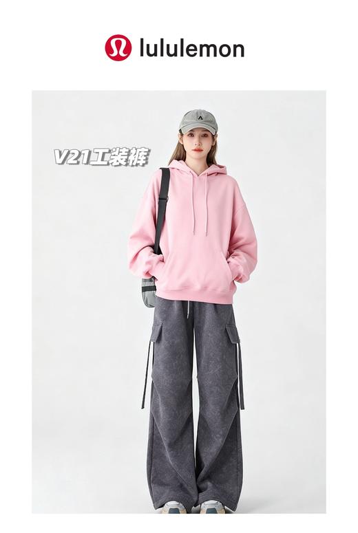 D112575秋冬新款羊羔绒降落伞版型高腰微阔腿工装裤 商品图11