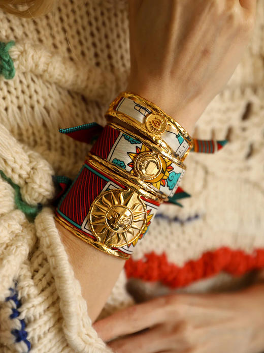 订购14周到｜AN-NEE-IRMA-红色 塔罗 1cm 丝巾手镯［法国设计师］ 商品图0