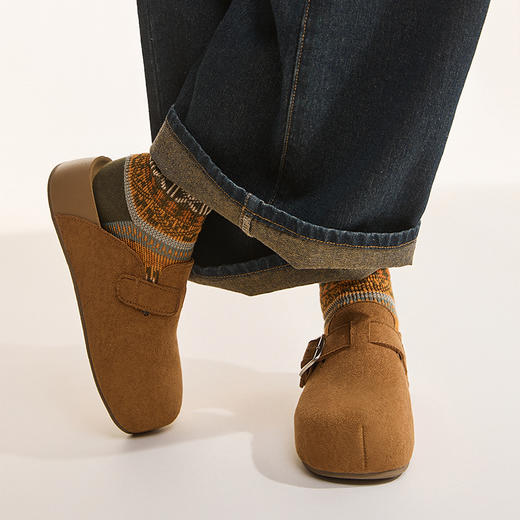 西遇厚底勃肯鞋女新款秋季百搭圆头一脚蹬懒人鞋外穿增高半拖K2057173 商品图3