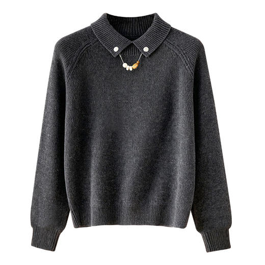 CC复古保暖毛衣女秋冬宽松显瘦内搭高级感好看减龄娃娃领针织上衣厚 商品图4