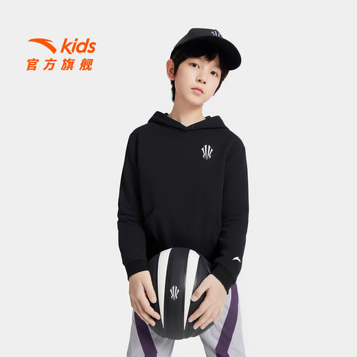 欧文系列安踏儿童男大童连帽套头衫2025秋新款中大童运动卫衣352531708 商品图0