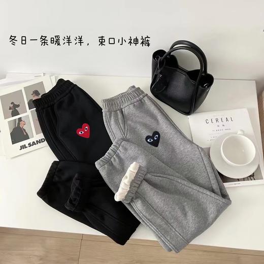 D112559棉混纺面料弹力松紧腰加绒加厚卫裤休闲裤 商品图0