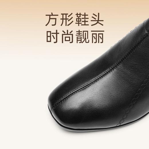 信诺妈妈鞋真皮中跟粗跟单鞋2025秋冬新款软底舒适女鞋一脚蹬皮鞋6C2610-27 商品图2
