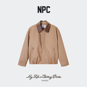 NPC潮牌刺绣logo撞色衣领棉服巴恩风翻领羊毛棉冬季上新NP59PJ10