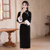 黑色加绒加厚冬装国风，新中式长袖改良旗袍SC20442 商品缩略图0