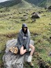 D112561条纹设计毛绒帽檐宽松休闲连帽针织外套 商品缩略图1