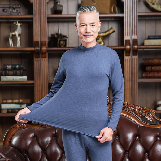 【YW】无忧购内条纹保暖内衣套装成人打底衫彩棉天鹅绒羊毛蚕丝秋衣秋裤（截单后3-5天发货) 商品图7