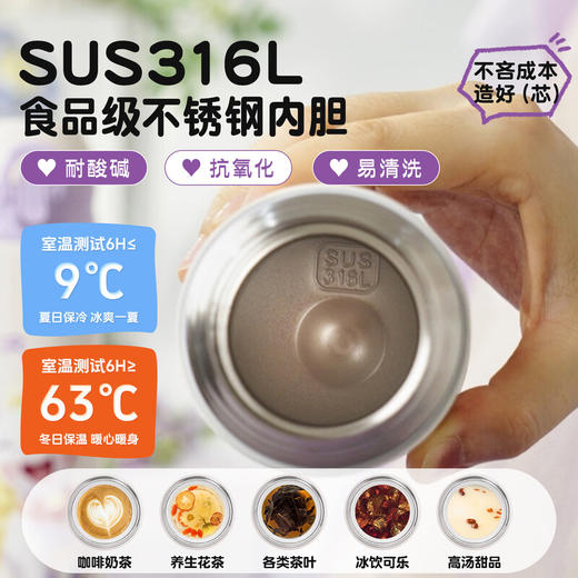 迪乐贝尔儿童保温杯樱桃熊316不锈钢幼儿园小学生上学专用水杯直饮吸管（规格自选） 商品图4