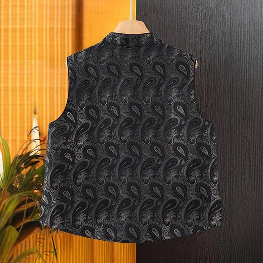 香云纱桑蚕丝马甲新中式国风时尚秋新款宽松立领唐装盘扣坎肩上衣 商品图3