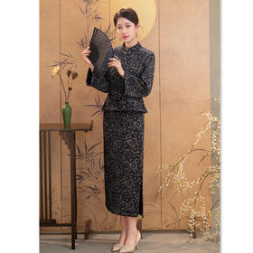 GX雪尼尔提花旗袍上衣两件套2025秋冬新款时尚改良新中式日常旗袍裙