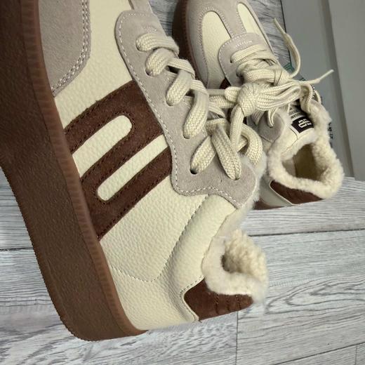 D112553高帮加绒板栗复古德训鞋女25新款运动休闲小白鞋子 商品图4