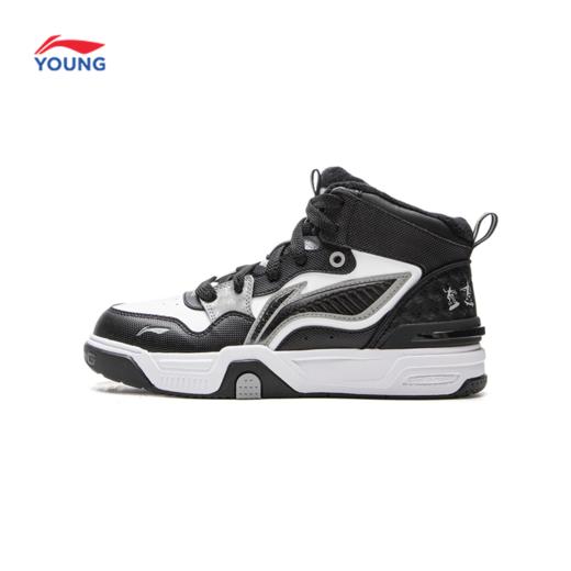 李宁男女大童SKATE 80S V5加绒保暖回弹支撑高帮童休闲鞋YKCV174 商品图2