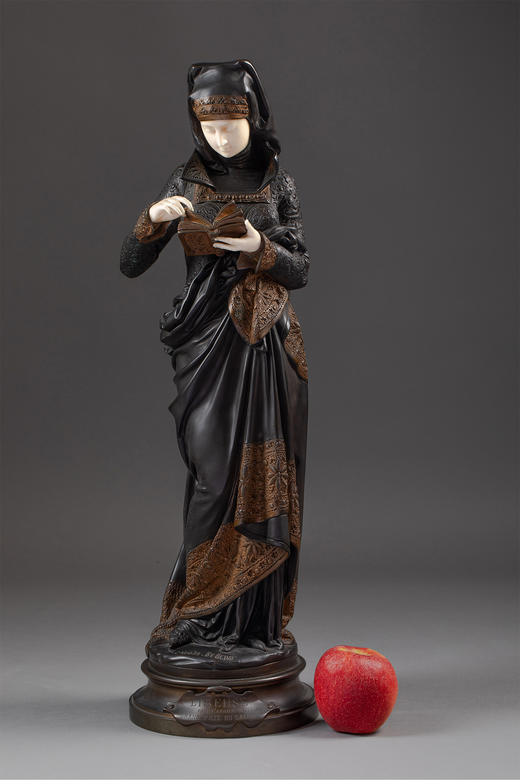 独角鹿西洋古董19世纪法国雕塑家Albert Ernest Carrier Belleuse设计「La Liseuse 阅读者」铜雕 商品图1