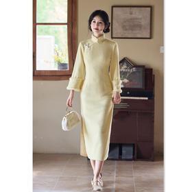 GX复古中国风改良新中式长款倒大袖旗袍2025冬季新款年轻少女旗袍裙