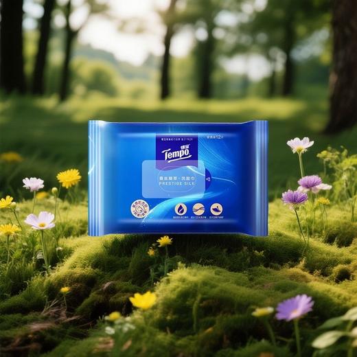 【新品试用】Tempo得宝 蚕丝凝萃悬挂洗脸巾 12抽*2包 添加金盏花双萃 敏感肌可用 商品图5