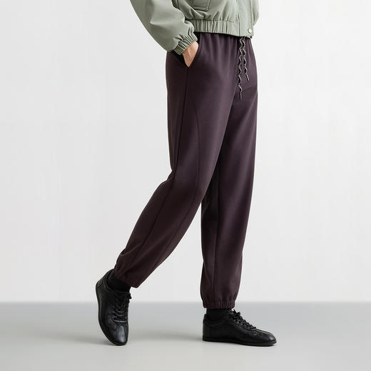 森马休闲裤女冬摇粒绒抗静电宽松分割束脚长裤2025新款运动风卫裤 商品图2