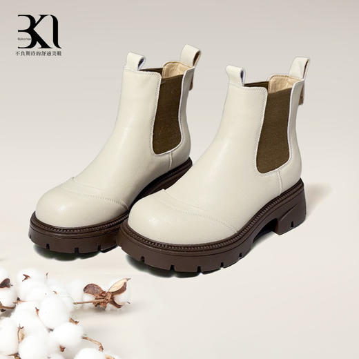BAKERLOO 女鞋圆头厚底舒适切尔西女靴JY227 商品图0