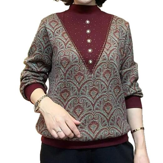 妈妈秋冬新款宽松气质加绒半高领百搭打底上衣女 商品图4