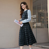 【11/26新品】熙世界学院风复古格纹拼接连衣裙女2025秋冬女法式长袖假两件裙子 商品缩略图3