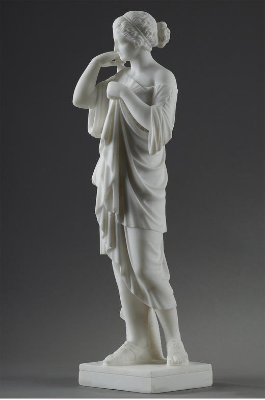 独角鹿西洋古董1900年代意大利出品「(Diana de Gabies加比的狄安娜」主题大理石雕塑 商品图0