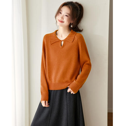 娃娃领镂空针织毛衣，高级感洋气内搭减龄打底上衣厚CC-27-25252 商品图2