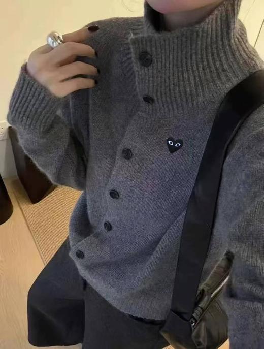 D112571通勤休闲POLO领宽松单排扣设计针织开衫 商品图2