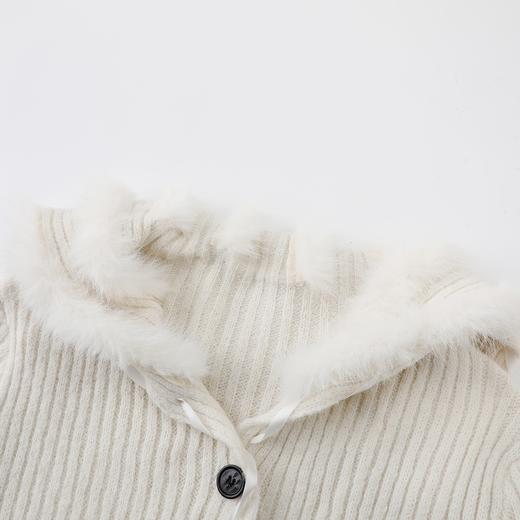 D112521新款现货慵懒重工织带编织狐狸毛大翻领针织开衫外套 商品图5