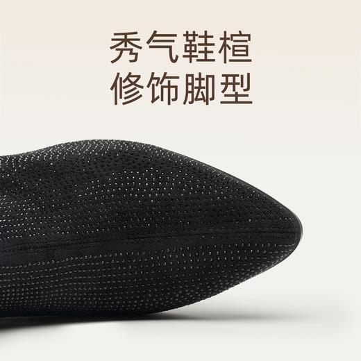 信诺妈妈棉鞋法式水钻粗跟短靴女2025冬季新款百搭瘦瘦靴加绒踝靴X5M157-273D 商品图7
