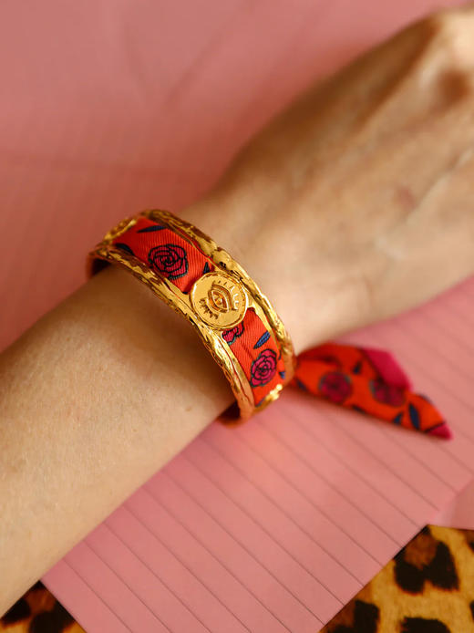 订购14周到｜AN-NEE-IRMA-粉橘色 1cm 丝巾手镯［法国设计师］ 商品图0