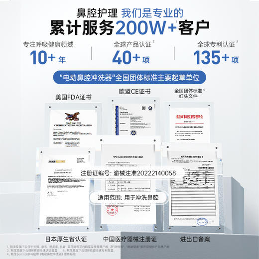 朔茂Sonmol 电动压力喷雾洗鼻器升级版  儿童电动洗鼻器成人家用鼻子清洗器2200mAh锂电池 配防尘盖 商品图1