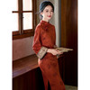 【预售5天】新中式旗袍红色气质复古，年轻款改良麂皮绒连衣裙女长袖GX-4009 商品缩略图2
