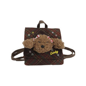 卡通玩偶公仔格纹双肩包-纪念日百货门店同款167294012