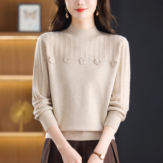 CC半高领毛衣女时尚秋冬2025新款高级感洋气上衣针织打底衫 商品图1