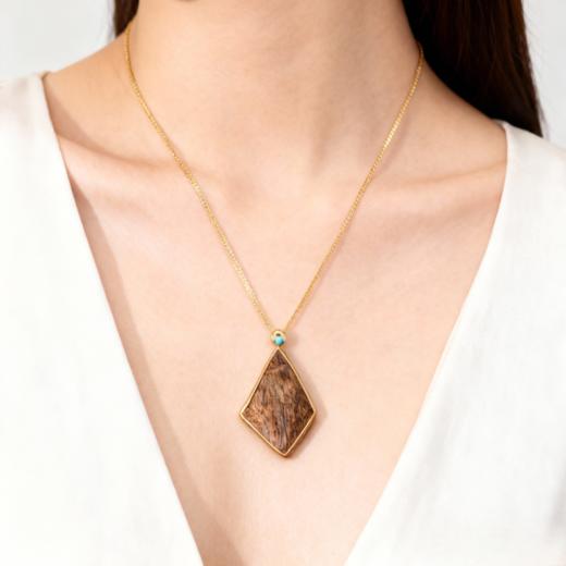 天然芽庄白奇楠包金吊坠 沉水级 SP12228 商品图1