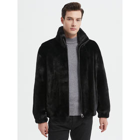 WS 927562【数量不多】媲美真水貂男装仿貂绒皮草夹克立翻领