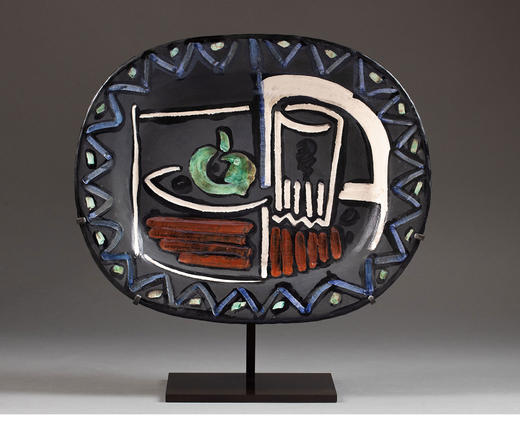 独角鹿西洋古董1953年代西班牙出品限量装饰陶盘「Nature morte 静物」 商品图0