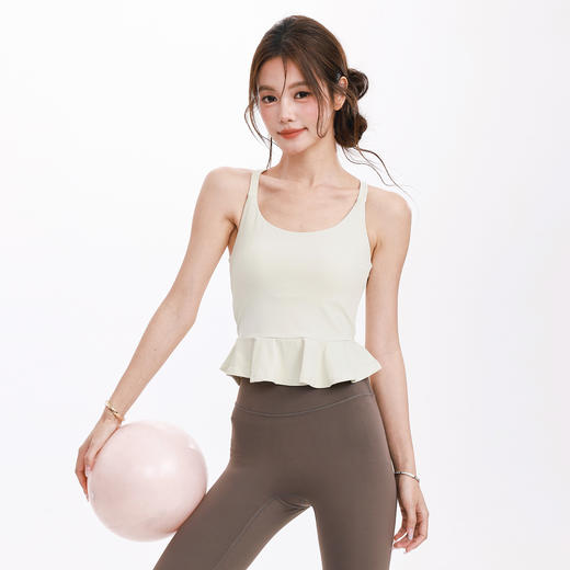 跃牌【海听系列】性感美背含胸垫瑜伽服背心带胸垫防震运动上衣XC104 商品图1