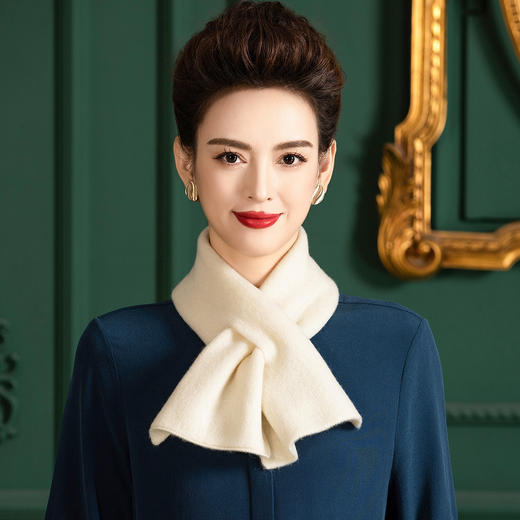 WW 1180男女通用交叉设计纯羊毛保暖护颈围巾 商品图2