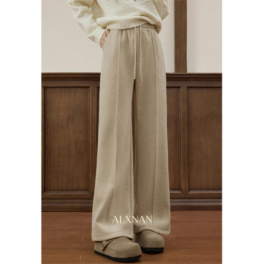 【6折秒杀】鹿向南「秋千日记」高腰垂坠感休闲裤女秋冬宽松直筒通勤阔腿裤 商品图1