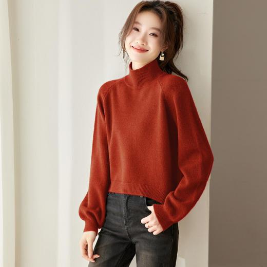 半高领厚款毛衣，简约慵懒风软糯针织衫套头打底上衣CC-27-25257 商品图1