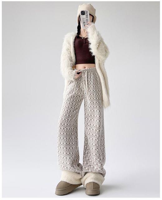 奶fufu重工提花阔腿裤｜高腰+阔腿+加绒，又暖又好看！ 商品图2